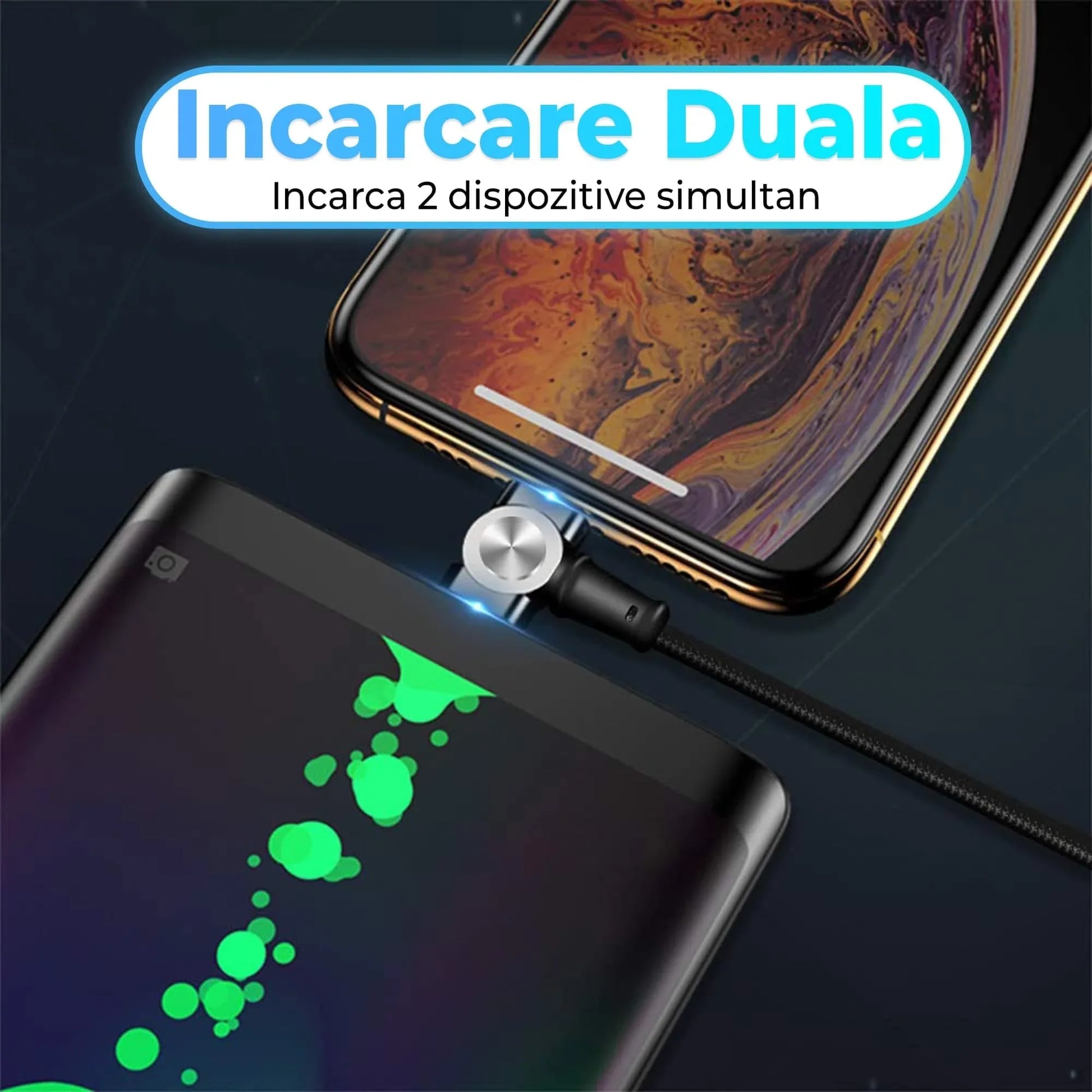 Cablu de incarcare si transfer de date 3 in 1, Timebox, Magnetic, Fast Charge 60W, Lightning, Type-C, Micro-USB, USB, Nailon, 1m, Rotatie 180 grade, LED - 221.ro