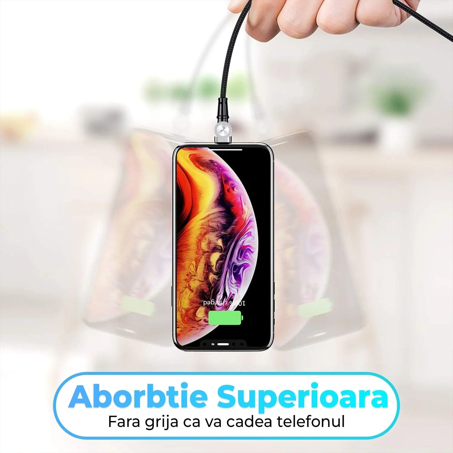 Cablu de incarcare si transfer de date 3 in 1, Timebox, Magnetic, Fast Charge 60W, Lightning, Type-C, Micro-USB, USB, Nailon, 1m, Rotatie 180 grade, LED - 221.ro