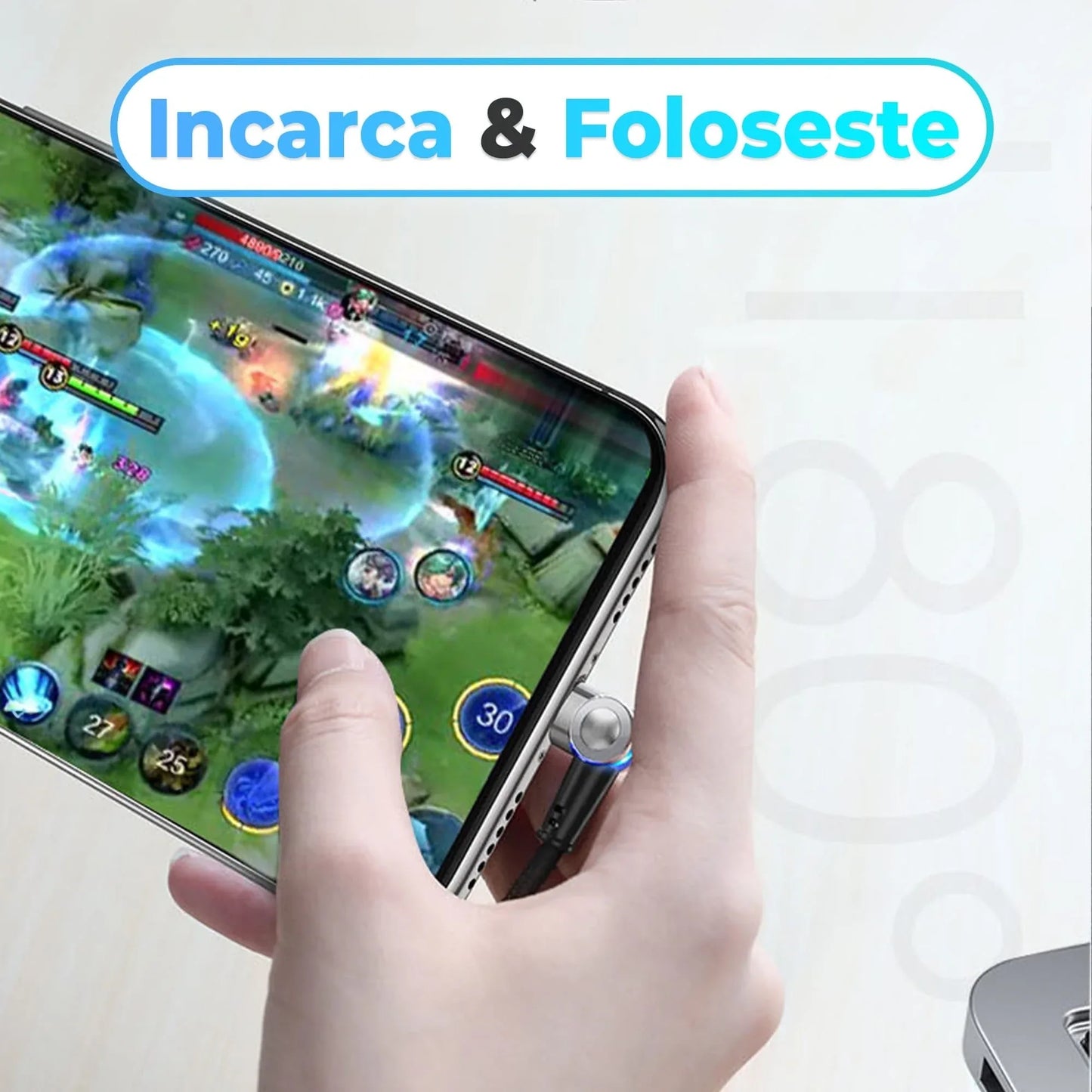 Cablu de incarcare si transfer de date 3 in 1, Timebox, Magnetic, Fast Charge 60W, Lightning, Type-C, Micro-USB, USB, Nailon, 1m, Rotatie 180 grade, LED - 221.ro