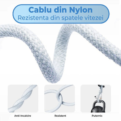 Cablu Date si Incarcare Rapida Timebox, 3 in 1, 66W, 1,2m, QC 3, USB, Gri