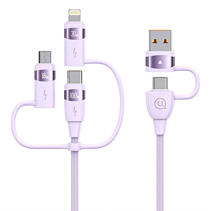 Cablu Date si Incarcare Rapida Usams, 5 in 1, 100W, 1,2m, QC 3, USB, Type-C, Roz
