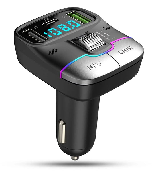 Modulator FM Timebox GZ01, Hands-Free, Incarcator auto cu functie de incarcare rapida, QC 3,0, USB, Port USB Type-C, Bluetooth 5,0, Afisaj LED - 221.ro