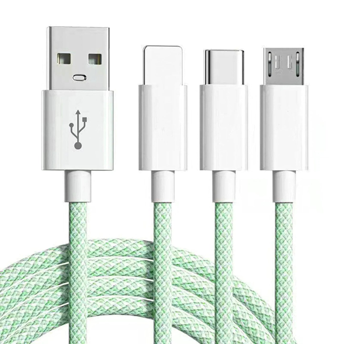 Cablu Date si Incarcare Rapida Timebox, 3 in 1, 66W, 1,2m, QC 3, USB, Verde