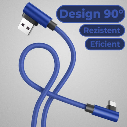 Cablu Date si Incarcare Rapida Timebox, USB la Type-C, 1m, Albastru