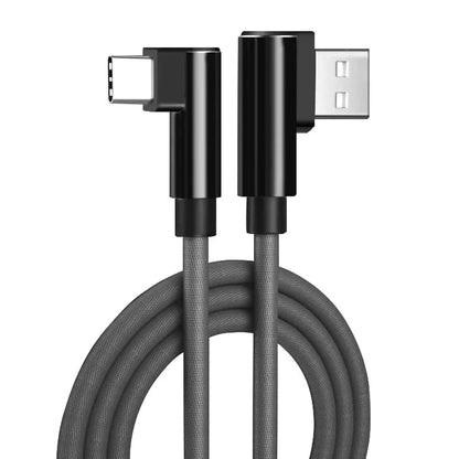 Cablu Date si Incarcare Rapida Timebox, USB la Type-C, 1m, unghi 90 grade, Negru