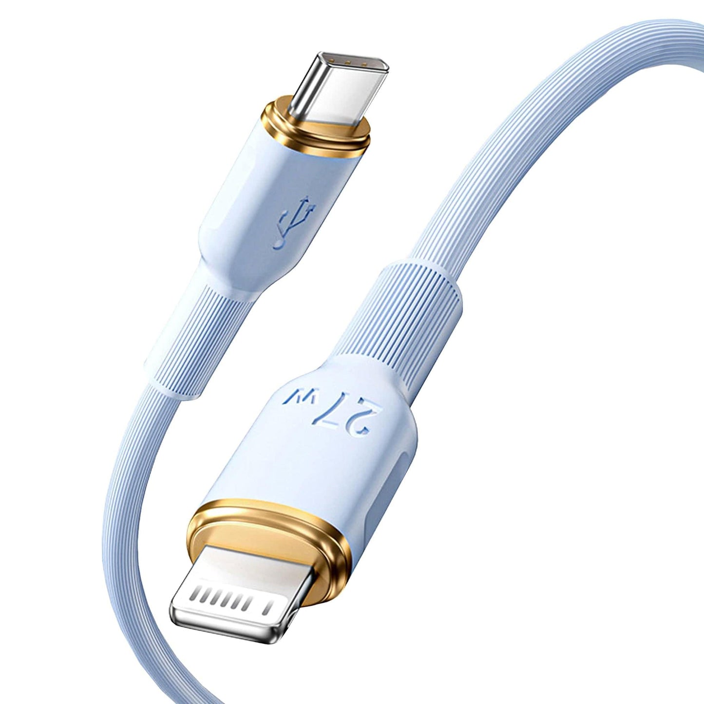 Cablu Date si Incarcare Rapida Timebox, USB-C la Lightning, 27W, 1,5m, Albastru