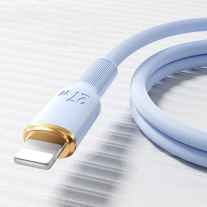 Cablu Date si Incarcare Rapida Timebox, USB-C la Lightning, 27W, 1,5m, Albastru