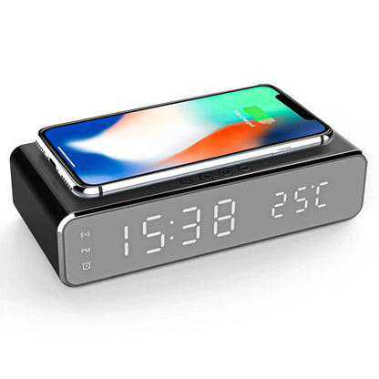 Incarcator Wireless Timebox, 10W, cu ceas digital si alarma, Samsung, Negru