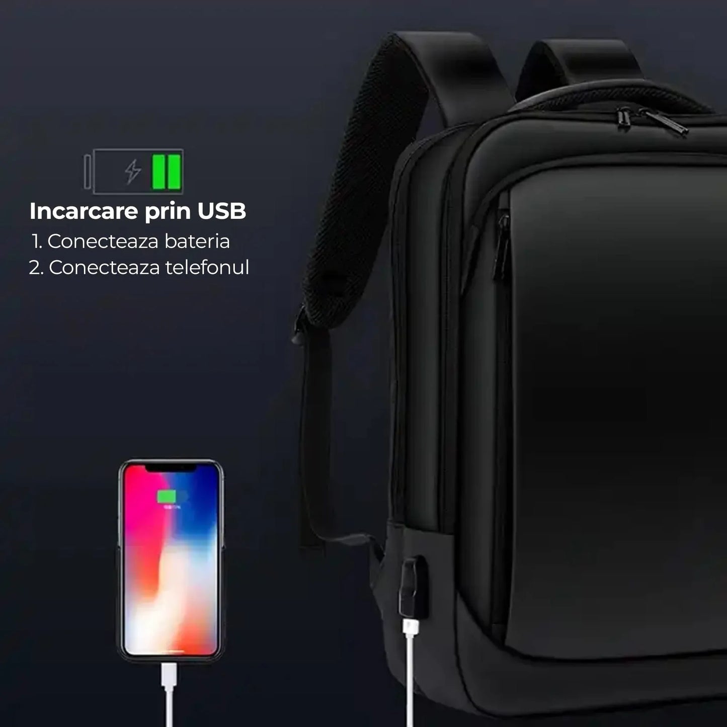 Ghiozdan Timebox, Smart cu Display LED, WiFi, Waterproof, Negru