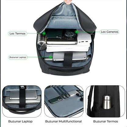 Ghiozdan Timebox, Smart cu Display LED, WiFi, Waterproof, Negru