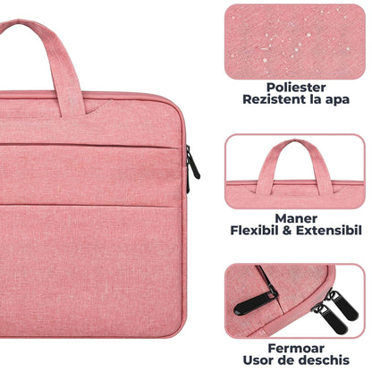 Geanta laptop portabila Timebox, 13'', 14'', 15'', 16'' inch, ultrabook, Roz
