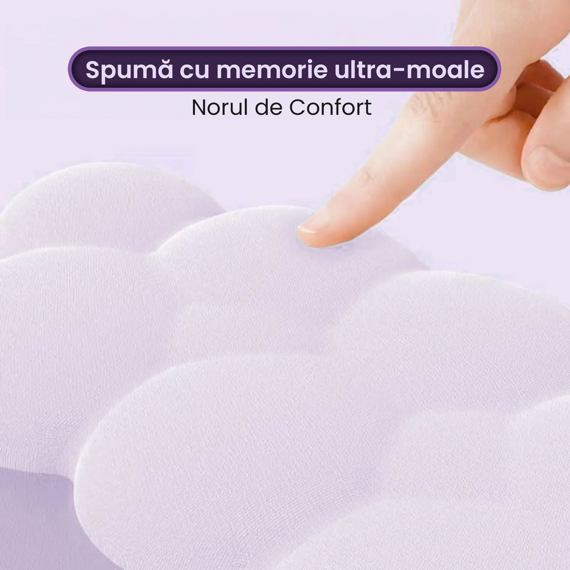 Mousepad ergonomic, spuma cu memorie pentru sustinere incheietura mana cu Wrist Rest, Baza anti-derapanta, Nor mov - 221.ro