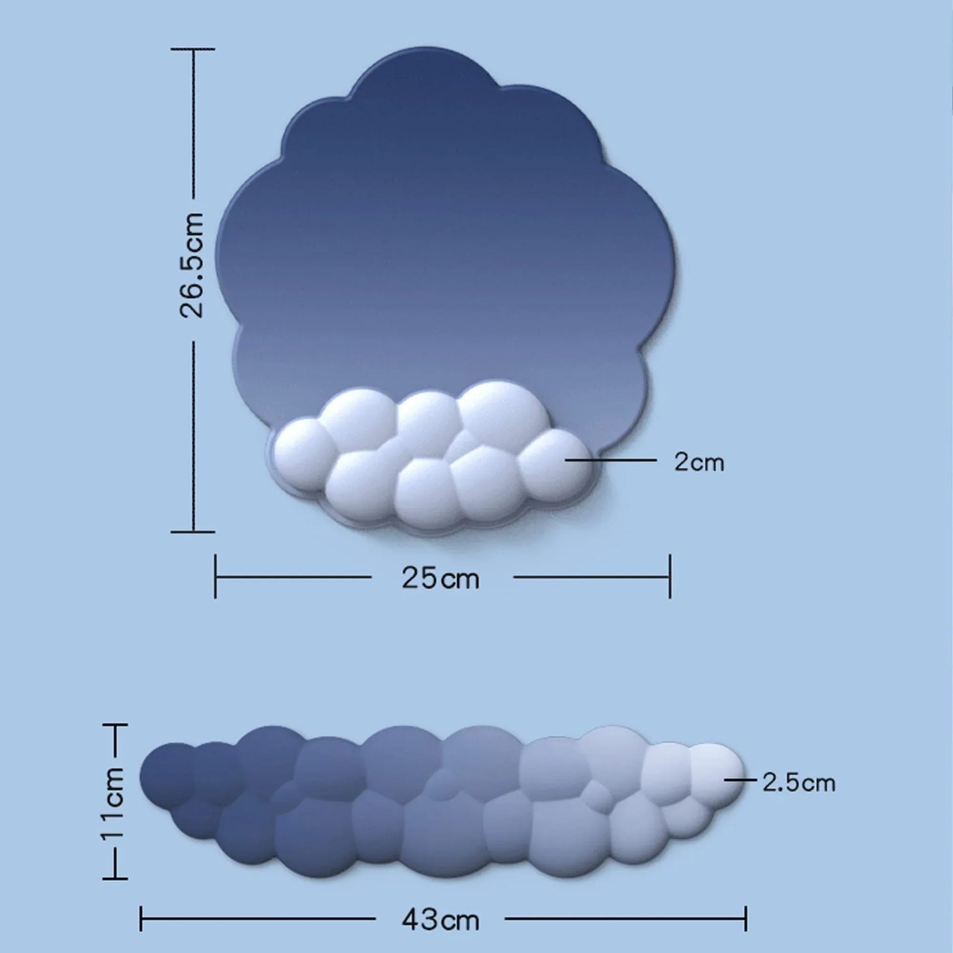 Mousepad ergonomic, spuma cu memorie pentru sustinere incheietura mana cu Wrist Rest, Baza anti-derapanta, Nor albastru - 221.ro