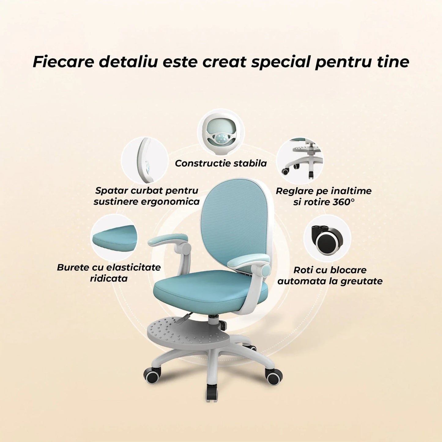 Scaun Reglabil pentru Copii – Model Ergonomic cu Spatar Confortabil, Ideal pentru Birou sau Camera de Studiu, Potrivit pentru Elevi si Scolari, Inaltime Ajustabila, Design Stabil pentru Sesiuni Lungi la Birou sau Scris, Albastru - 221.ro