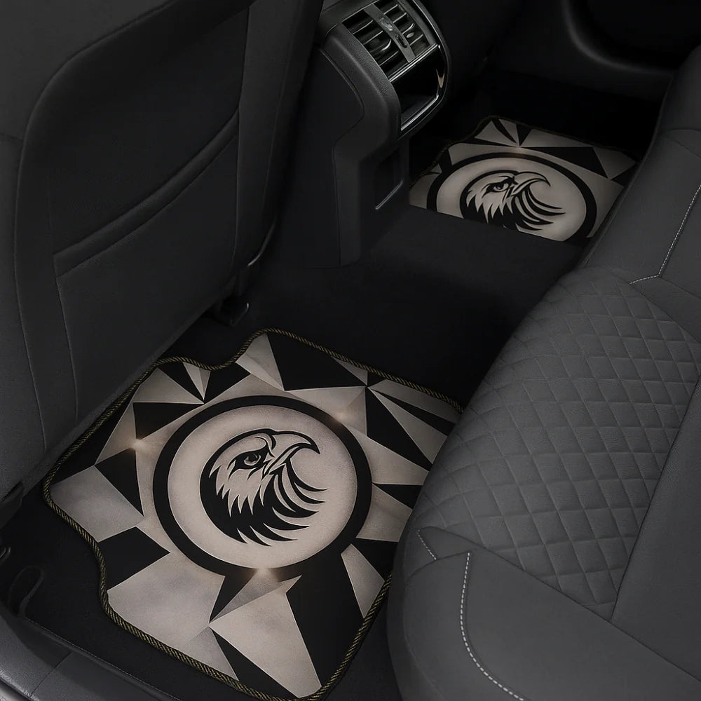 Covorașe auto universale DECOMAT 3D – set 4 bucăți cu design vultur, lavabile, antiderapante