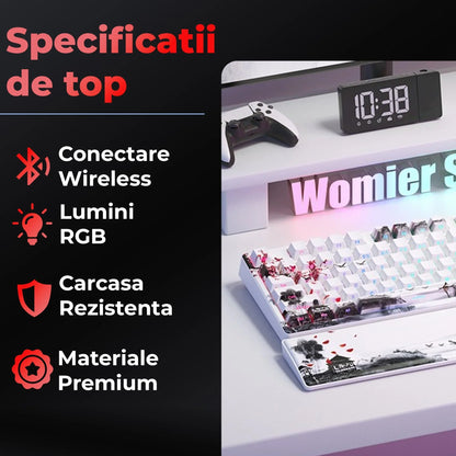 Tastatura Mecanica Wireless Timebox, 75%, Hot-Swap, Gasket, Alb