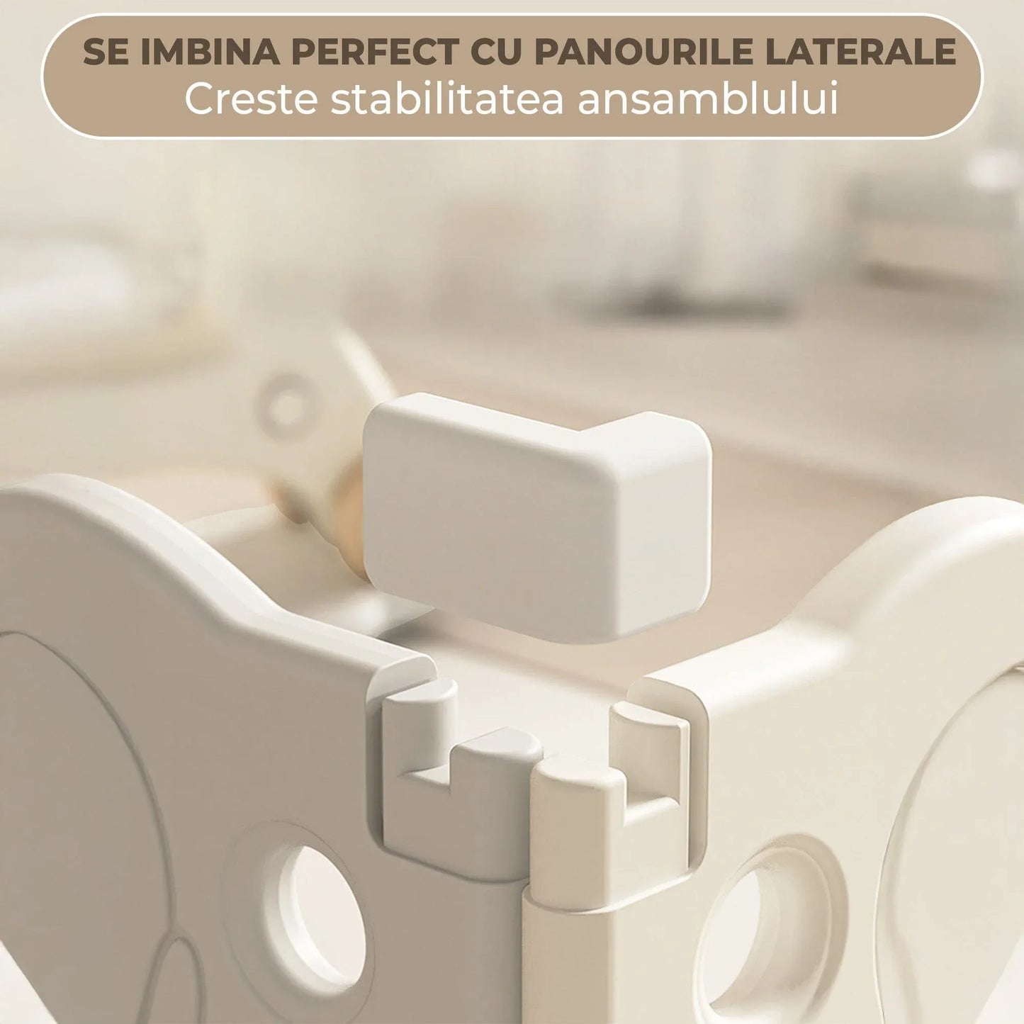 Tarc de Joaca pentru Bebelusi cu Panouri Modulabile, Gri/Bej