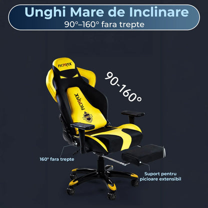 Scaun Gaming Ergonomic – Spatar Inalt, Design Sport, Rotativ 360°, Tapiterie Pet-Friendly, Cadru Metalic Rezistent Suport de Picioare, Galben - 221.ro