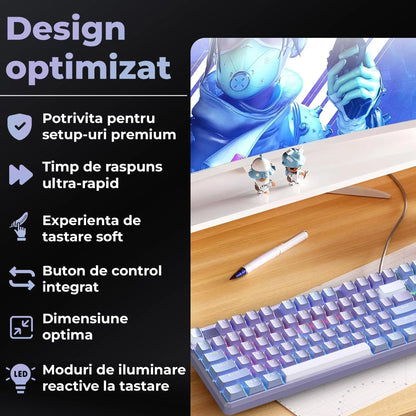 Tastatura Mecanica Gaming 104 Taste Timebox, Switch Albastru, Violet