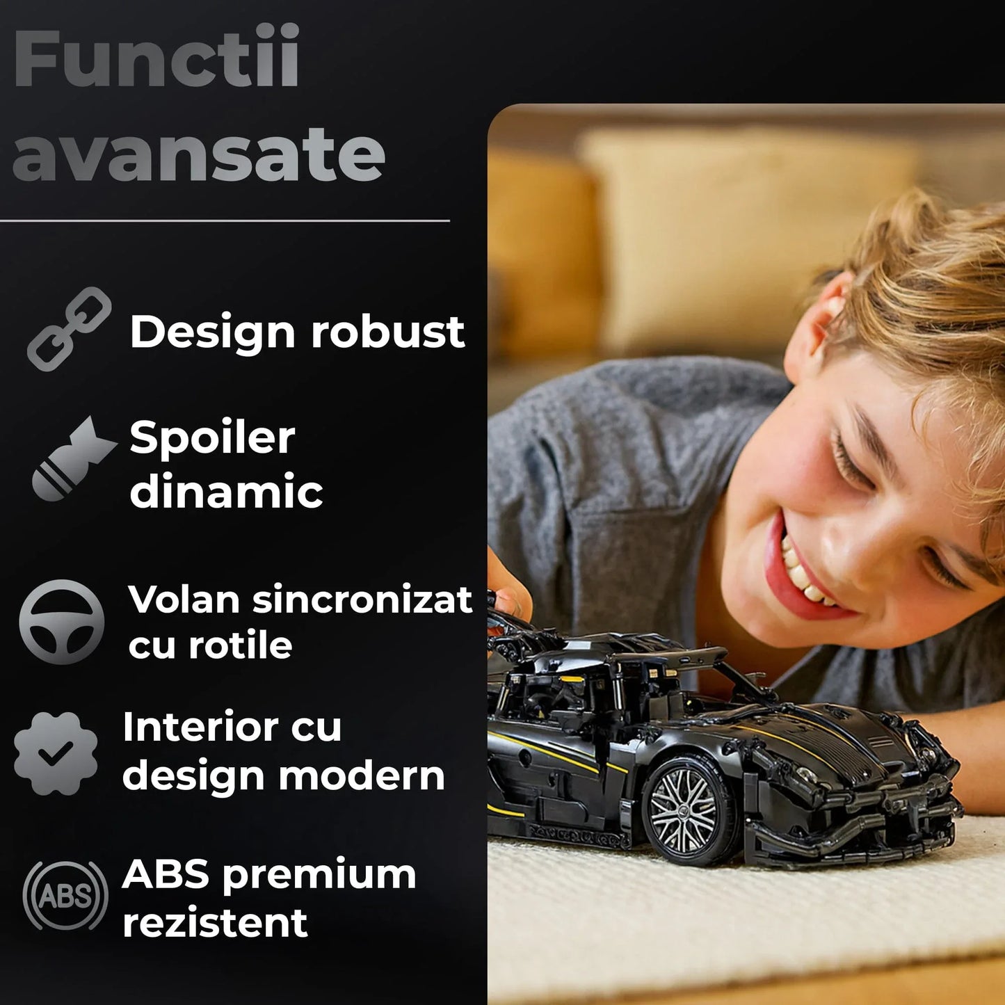 Set Constructii Tehnic Timebox, 1505 Piese Interior Detaliat, Negru-, Gri