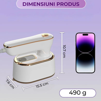 Mini Fier de Calcat si Steamer 2 in 1 pentru Calatorii, Incalzire Rapida 5s, Alb