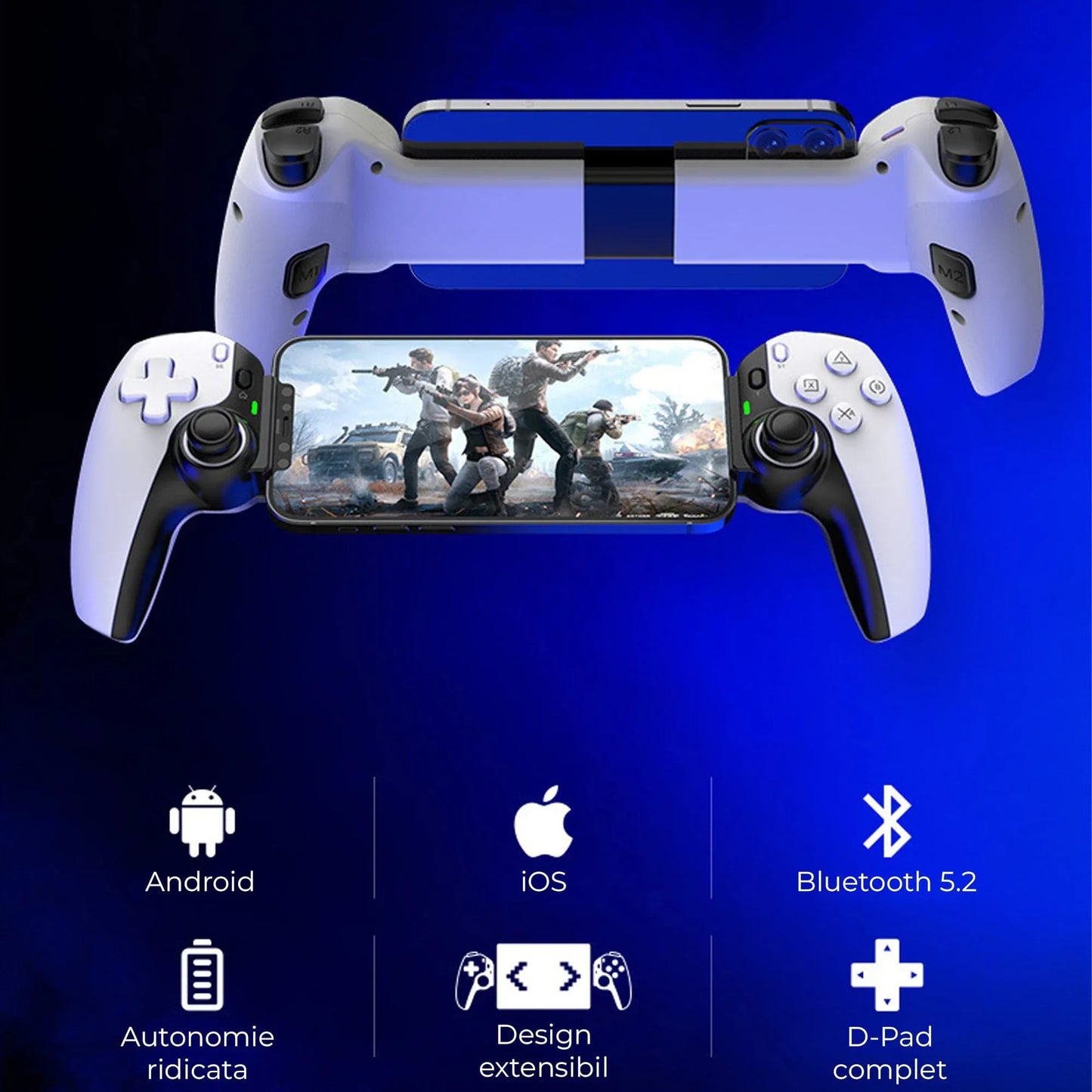 Controller Gaming Wireless Timebox, Hall Joystick, Bluetooth, Alb