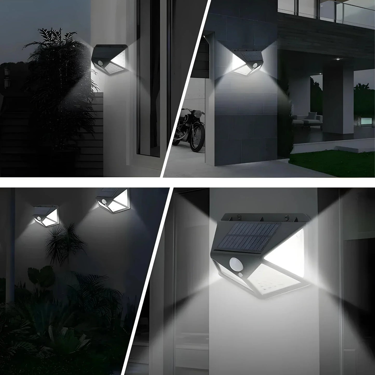 Lampa Solară Smart de Perete cu 100 LED-uri: Iluminează-ți Spatiul Exterior cu Tehnologia Smart cu Senzor de Mișcare!