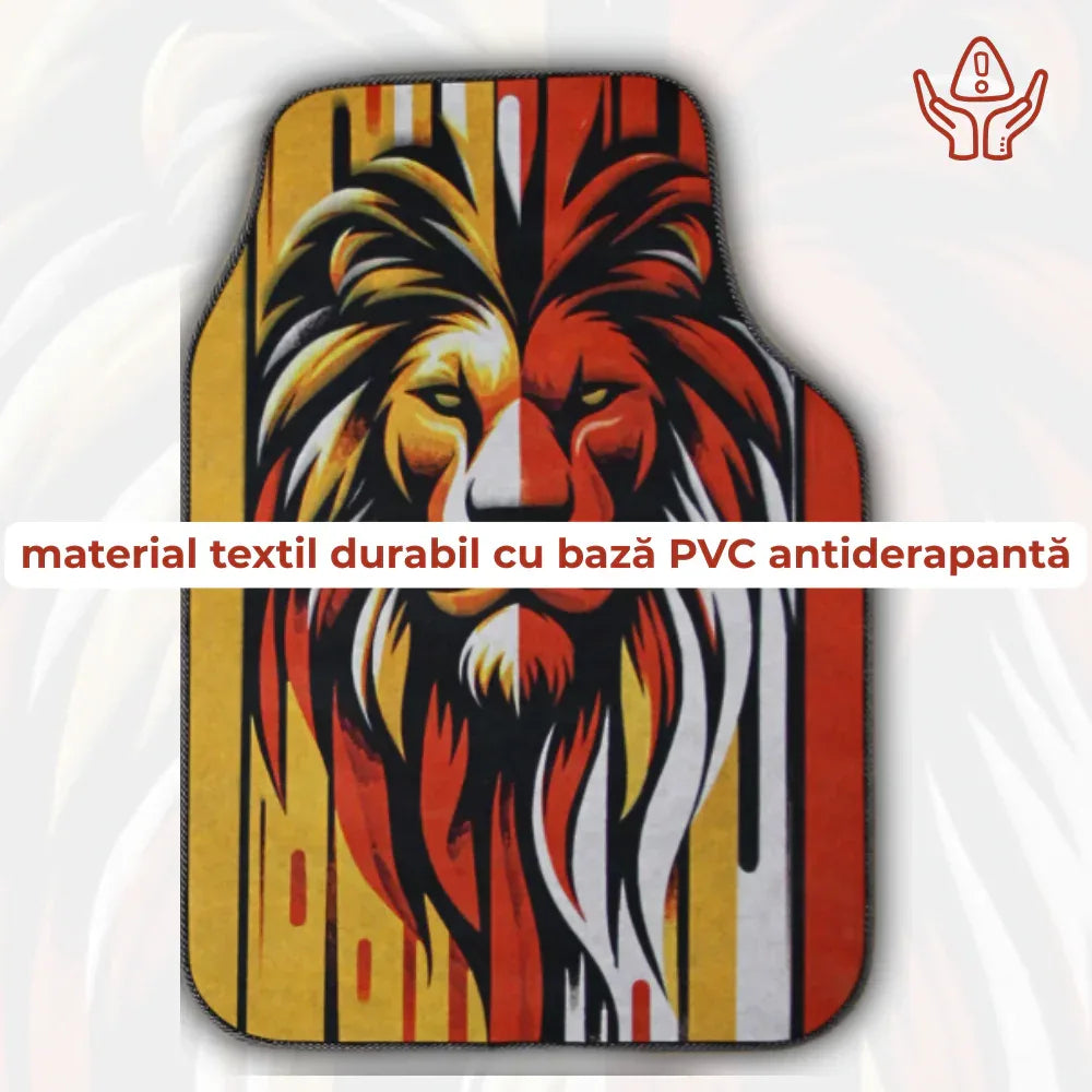 Covorase Auto Universale “Lion Power” – Design Tribal Rosu-Galben - 221.ro