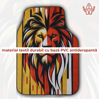Covorase Auto Universale “Lion Power” – Design Tribal Rosu-Galben - 221.ro