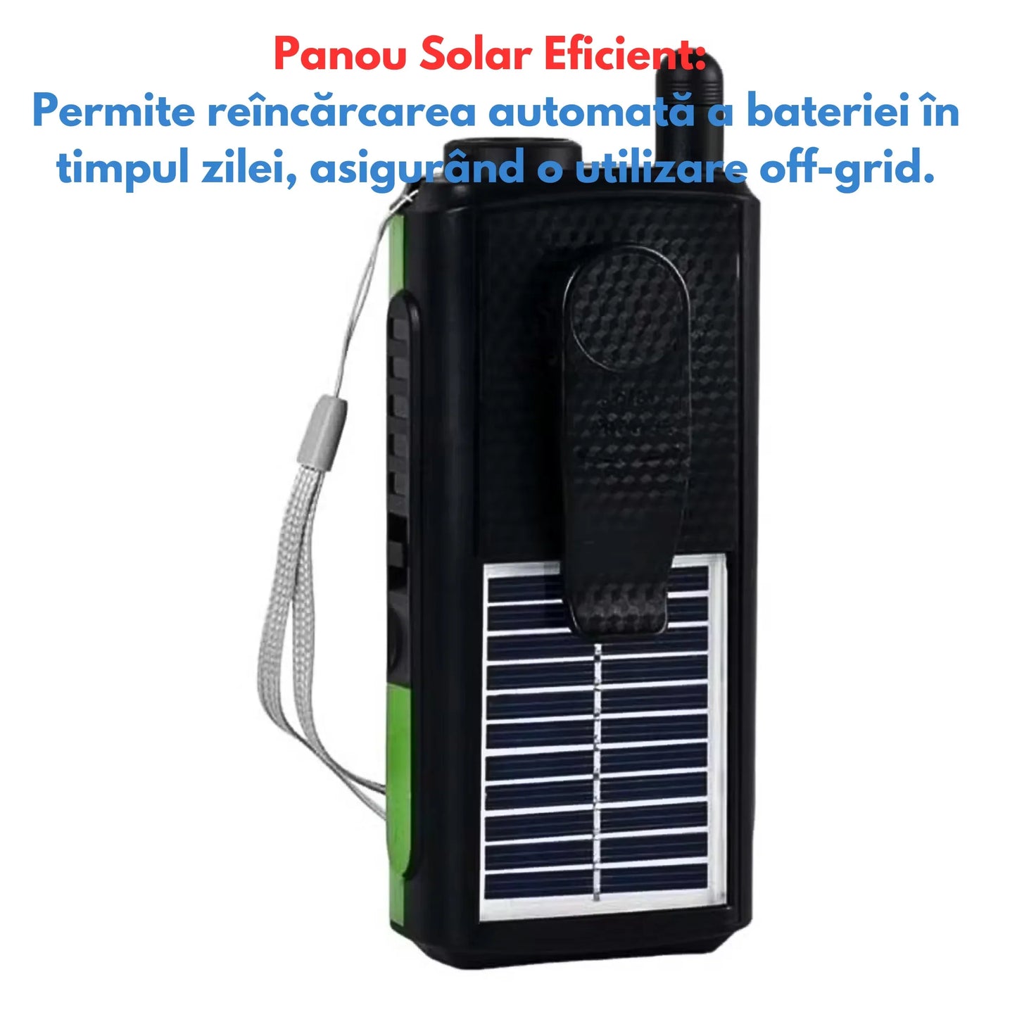 Difuzor Bluetooth Multifuncțional Solar cu Radio FM, Flashlight, USB & TF Card, Wireless - Bleu