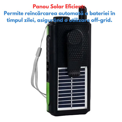 Difuzor Bluetooth Multifuncțional Solar cu Radio FM, Flashlight, USB & TF Card, Wireless - Bleu