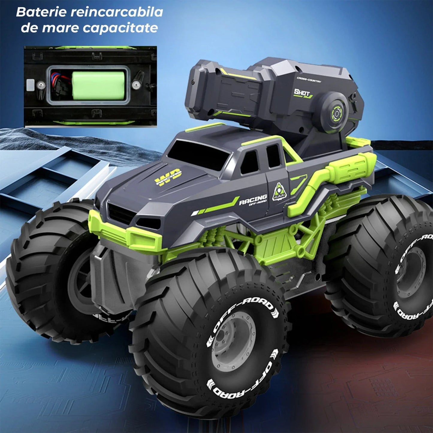 Masina RC 3-in-1 Timebox cu Jet de Apa si Control prin Gesturi – Monster Truck Stunt Off-Road & Barca Telecomandata 4x4, Rotatie 360°, Rezistenta la Apa, Cadou Interactiv pentru Copii 6-12 Ani, Verde - 221.ro