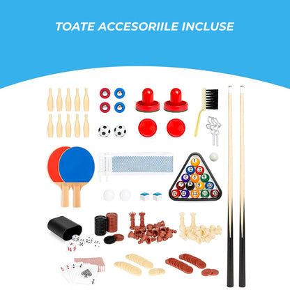 Masa de Joc 10-in-1, Biliard, Foosball, Ping Pong, Shuffleboard, Sah, Table