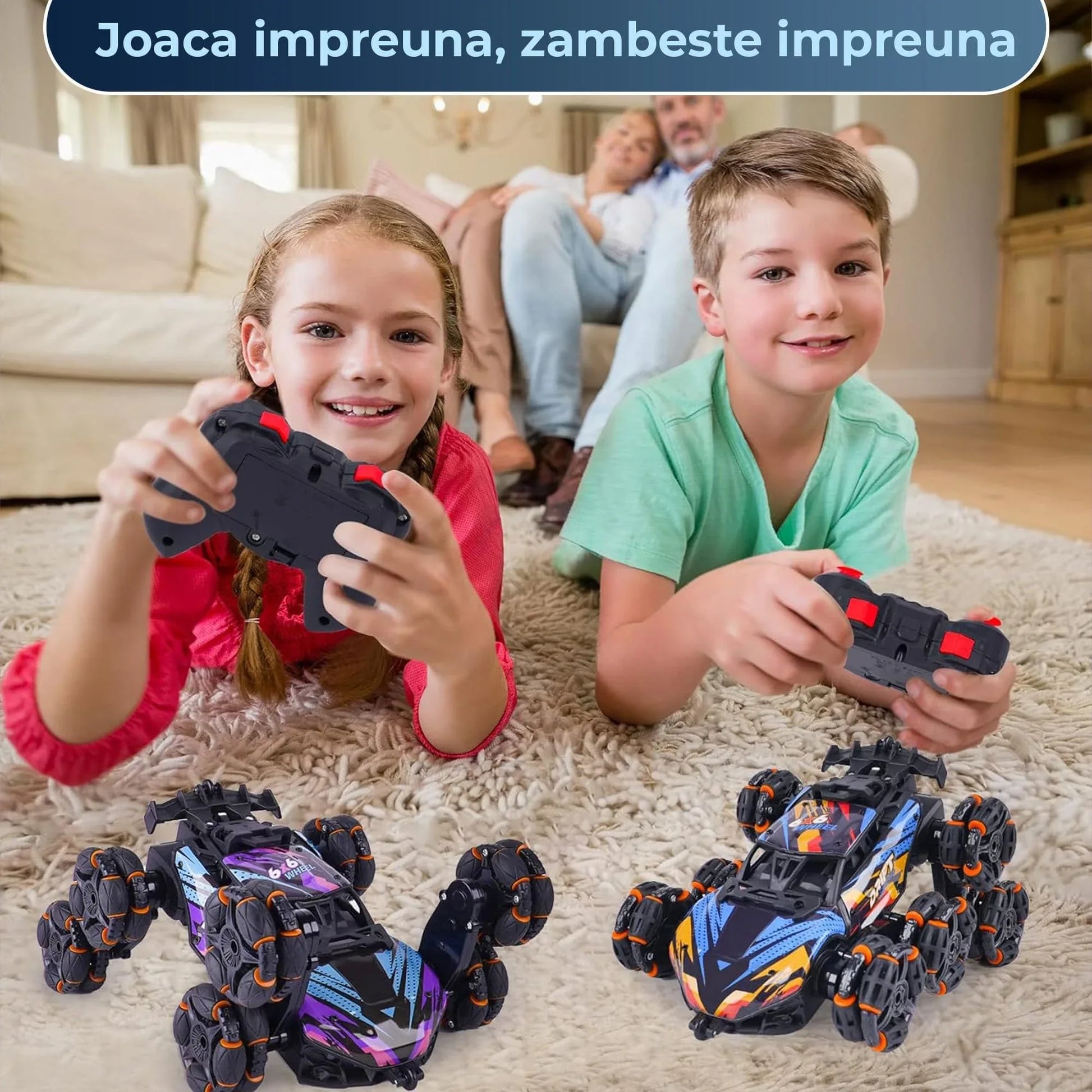 Masina cu Telecomanda RC Stunt 8 Roti, Acrobatii Timebox, Rotire 360°, Control prin Gesturi, 4WD Off Road, Lumini, Sunete si Efecte de Fum, baterie tip acumulator reincarcabila, Drift Lateral 2,4Ghz Jucarie Cadou pentru Copii 6-14 Ani, Mov - 221.ro