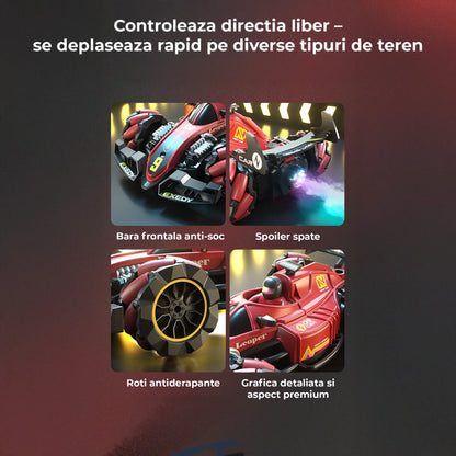 Masina F1 Drift Timebox cu Telecomanda si Senzor de Gesturi – Masina cu Spray, Lumini, Muzica, 360° Rotatie si Tractiune Integrala, 3 baterii tip acumulator reincarabile – Jucarie Cadou Ideal pentru copii 7-14 Ani, Rosu/Negru - 221.ro