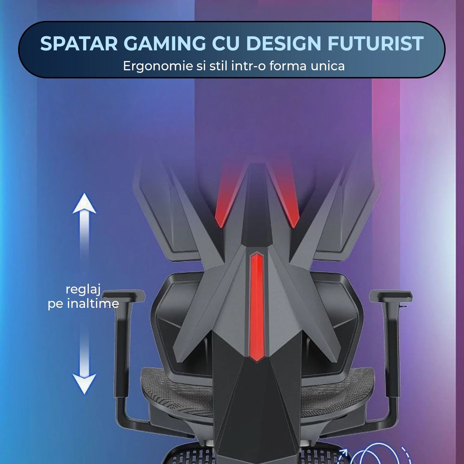 Scaun Gaming Ergonomic Reclinabil cu Plasa Respirabila, Suport Lombar, Sezut Reglabil pe Adancime, Brate 3D si Optional Suport pentru Picioare, Cilindru Clasa 4, Ideal pentru Gaming sau Birou, Negru - 221.ro