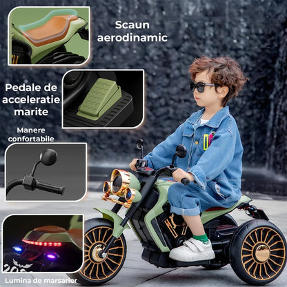Motocicleta electrica Timebox, Functie mers inainte/inapoi, Faruri, Verde