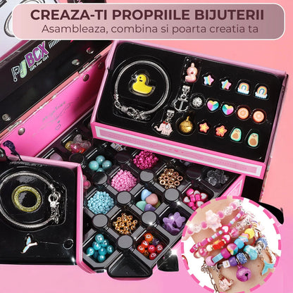 Set DIY bijuterii pentru fete 4, 6 ani, 520 de piese, Roz