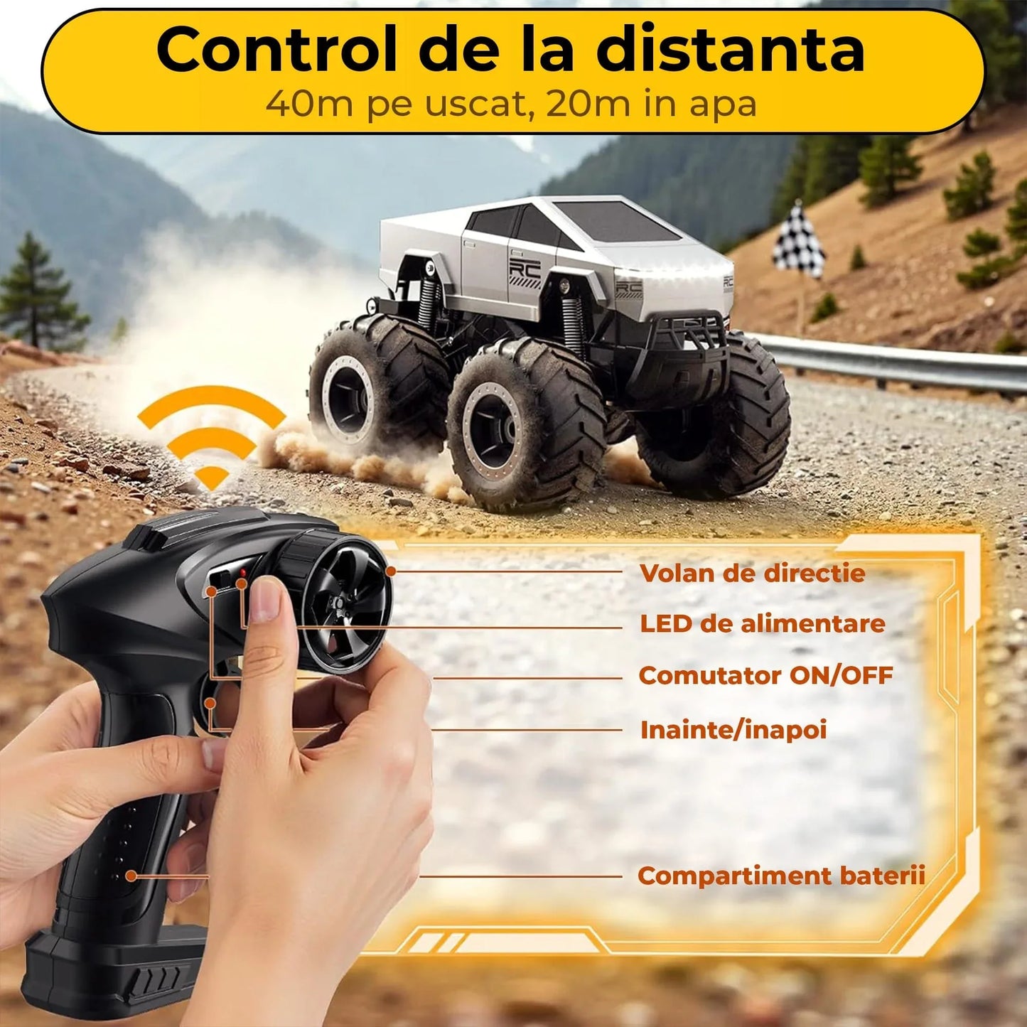 Cybertruck RC Car Timebox, 4WD Off-Road 1:16, Gri