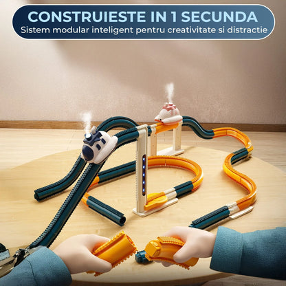Set Traseu Electric cu Masinute pentru Copii 4-6 Ani, Albastru