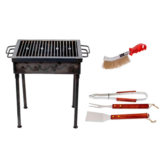 Pachet gratar metalic 40x30cm (5207) plus perie de sarma (ZLN 2264) plus 3 accesorii gratar (ZTS 8338) / 5207_2 - 221.ro