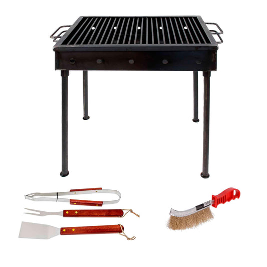 Pachet gratar metalic 50x35cm (5208) plus perie de sarma (ZLN 2264) plus 3 accesorii gratar (ZTS 8338) / 5208_2 - 221.ro