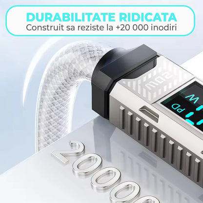 Cablu de Incarcare si Transfer de Date Timebox, USB-C la Lightning, 2m, Alb