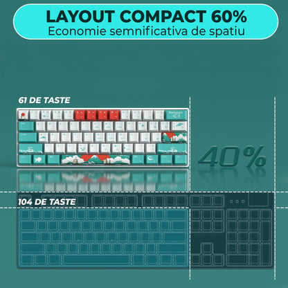 Tastatura Mecanica Timebox, 60%, Hot-Swap, RGB, Cablu Type-C Detasabil