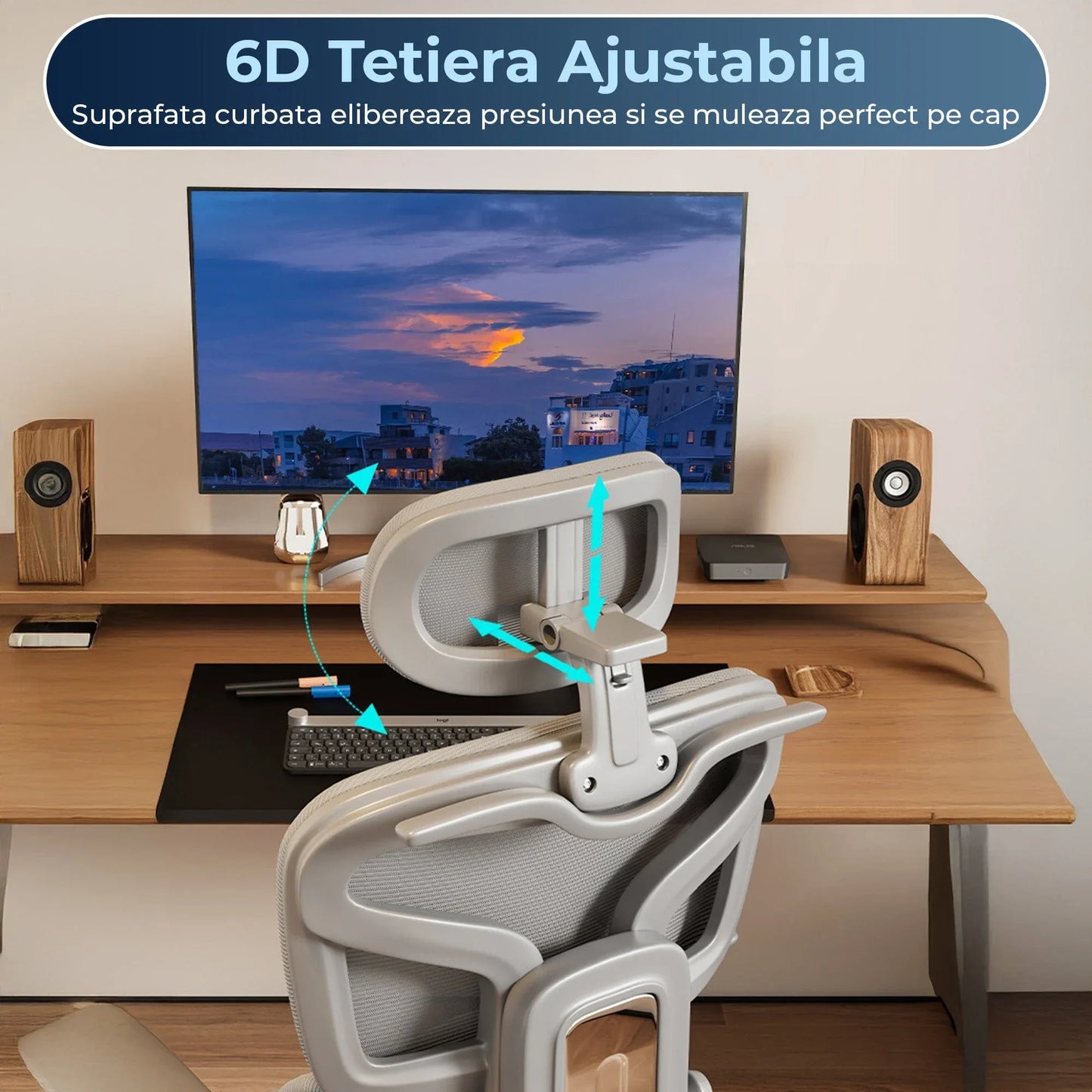 Scaun Ergonomic cu Suport Lombar – Spatar Reglabil si Reclinabil, Plasa Respirabila, Sezut Confortabil, Suport pentru Picioare, Rotativ 360°, Ideal pentru Birou, Gaming sau Studiu, Gri - 221.ro