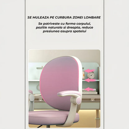 Scaun Reglabil pentru Copii – Model Ergonomic cu Spatar Confortabil, Ideal pentru Birou sau Camera de Studiu, Potrivit pentru Elevi si Scolari, Inaltime Ajustabila, Design Stabil pentru Sesiuni Lungi la Birou sau Scris, Roz - 221.ro