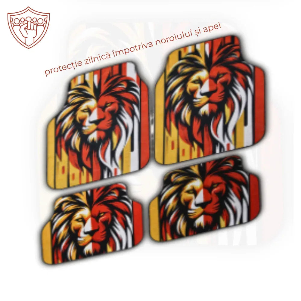 Covorase Auto Universale “Lion Power” – Design Tribal Rosu-Galben - 221.ro