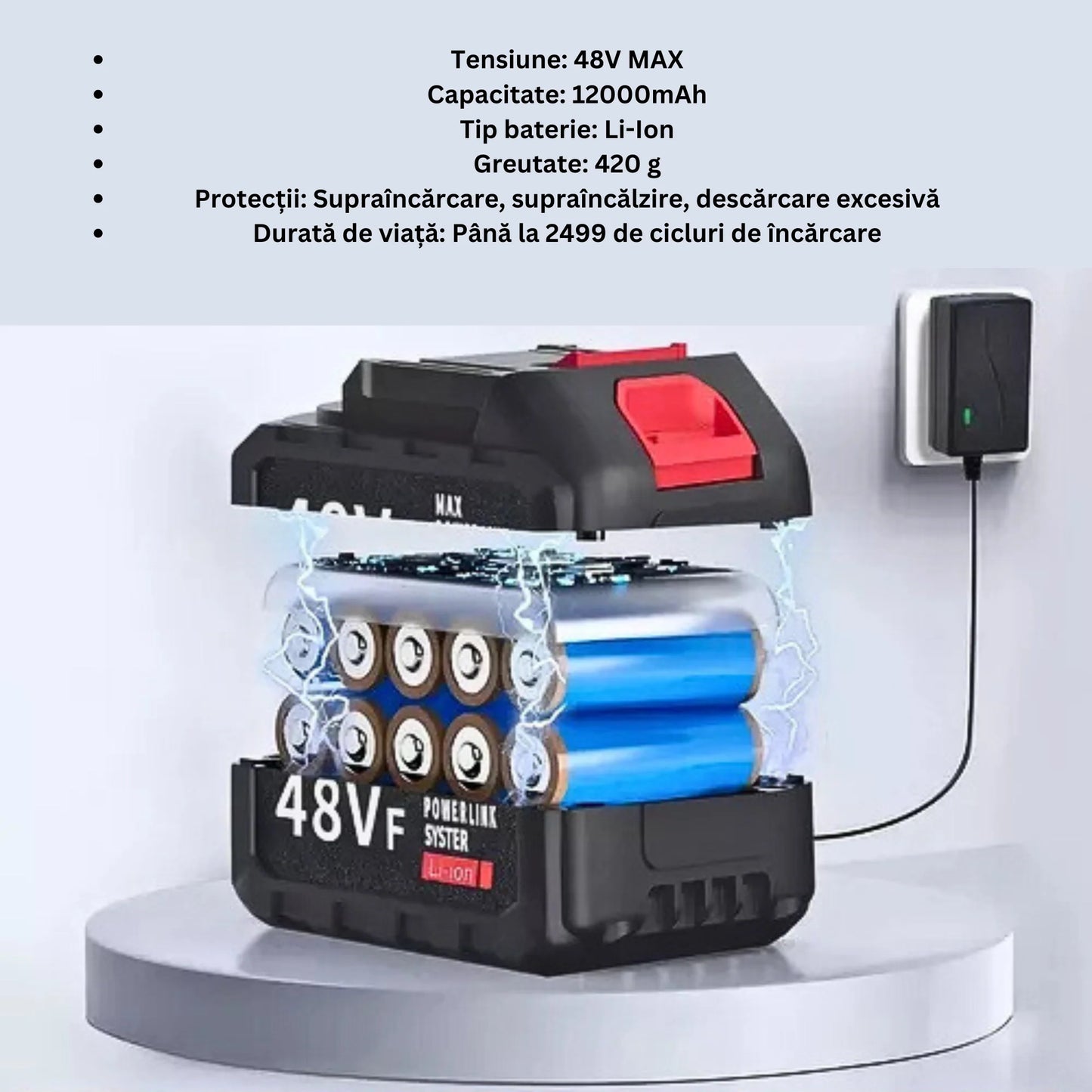 Acumulator Li-Ion 48Vf MAX, 4000mAh, compatibil unelte electrice fără fir