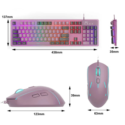 Kit Gaming TimeBox – Tastatura Full Size cu Carcasa Transparanta si 19 Taste Anti-Ghosting, 8 Culori RGB, Lumina Reglabilă, Mouse cu Iluminare LED 7 Culori si DPI Reglabil, Ergonomic, Mov - 221.ro