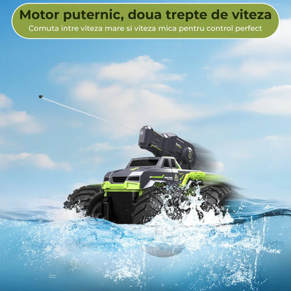 Masina RC 3-in-1 Timebox cu Jet de Apa si Control prin Gesturi – Monster Truck Stunt Off-Road & Barca Telecomandata 4x4, Rotatie 360°, Rezistenta la Apa, Cadou Interactiv pentru Copii 6-12 Ani, Verde - 221.ro